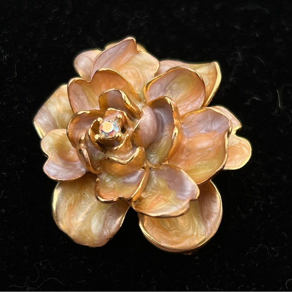 QVC Joan Rivers Classics Collection Beautiful Enamel Epoxy Flower Brooch - Picture 3 of 6